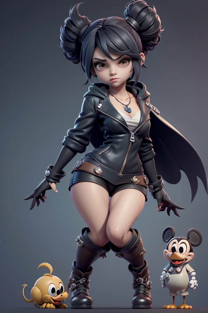 monstros estilos kingdom hearts, baseados em animais,3d style, shadown monster, demons, darkness monster, rayman legends, mickey mouse character style, girl and body, kingdom hearts, malhas leves e quentinhas, cores frias e alegres, (jaqueta com zipper aberto no meio até o umbigo),(super sensual)