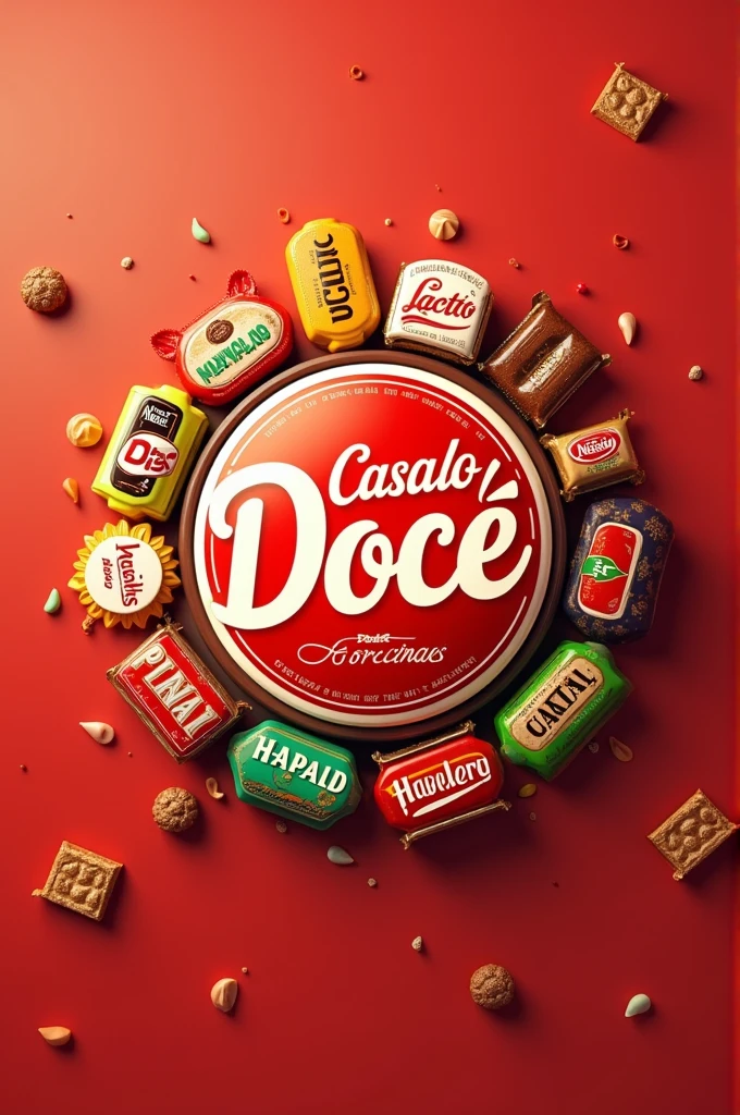 An image with the words Good morning and the Casa do Doce logo and a red background with some old bis sweets, Nestlé, Lacta, Harald, Mavalerio,In Portuguese