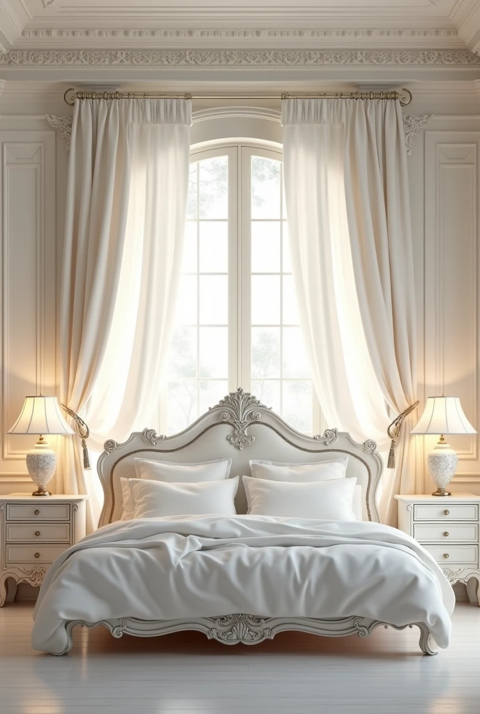 Make a photo of the royal ROOM bedroom white