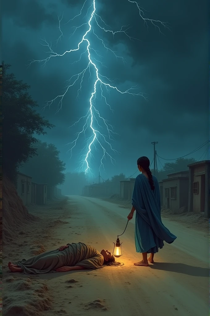 Upagupta ,the disciple of Buddha wearing sage clothes, is lying on the side of dusty road of Mathura without any pillow or any other amenities in 3rd Century BC at a stormy night and a young woman falls over sleeping Upagupta who has his eyes open.She is dressed in blue mantle and is having young body and wearing anklets and has a old kerosene lamp in her hand.They both are alone and a lightning is struck at that time.