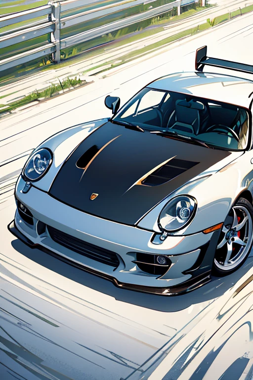 Porsche drifts on race track