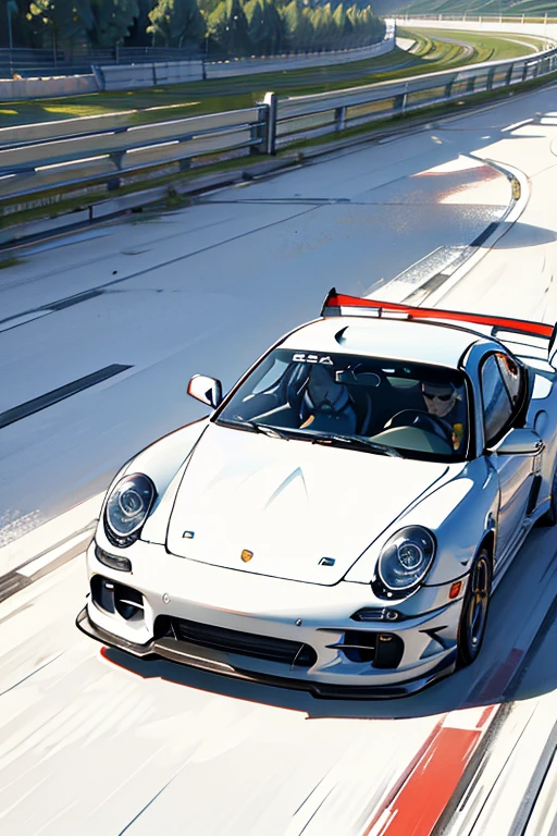 Porsche drifts on race track