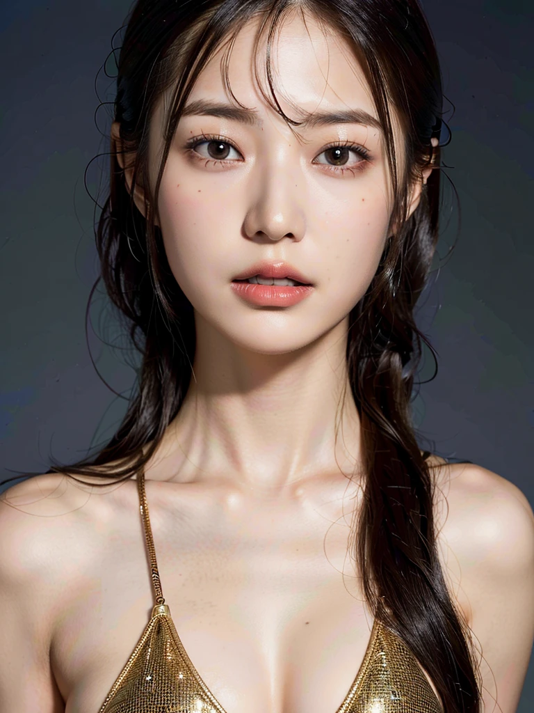 (masterpiece:1.3), (8k, Realistic, RAW Photos, Best image quality: 1.4), (Random Hairstyles:1.2)、(Highly detailed face)、Attention to detail、double eyelid、(Dark Eyes),(Sharp focus:1.2)、((whole body:1.5)),One Woman、Beautiful woman:1. 4,20-year-old woman、smile,Woman with a perfect body,Chest-length hair、Highest quality、masterpiece、Ultra-high resolution、(Realistic:1.4)、super high quality、Symmetrical face、The face is very realistic、Photo level、8k最高画質はフル、Sebaceous reflex、The face is very realistic、Extremely realistic skin、Realistic light and shadow effects、(Pure and elegant),Professional Lighting、Moody Writing,Fujifilm,((Shade,dim)),((Swayback stance)),(((Beautiful thighs))),((Recurve your hips back,Bend your waist)),(((Underarm,Show your side))),((Micro Bikini))