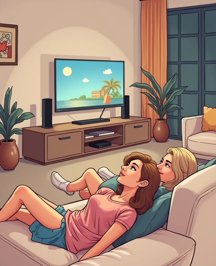 women watching television