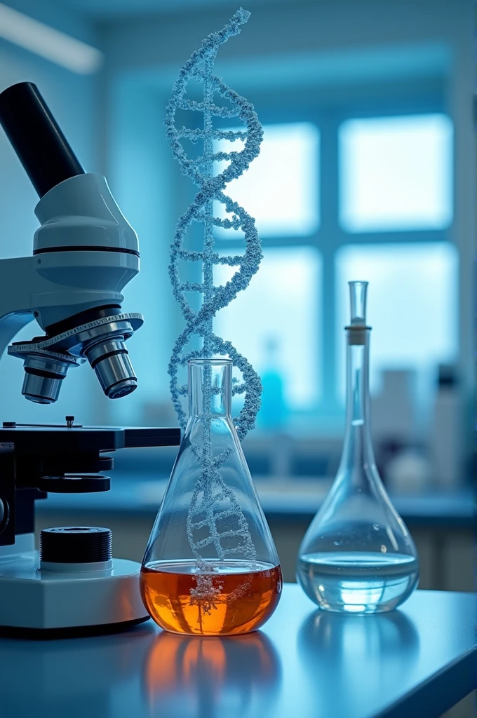You can create an image about Clinical Laboratory that contains a microscope, an Erlenmeyer flask and the DNA chain and that includes the name Santa Barbara Clinical Laboratory