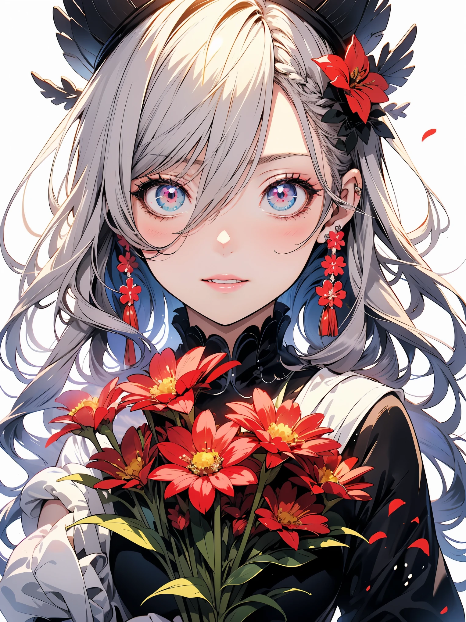 Anime-style girl with long hair and flowers, Cute anime waifu in a nice dress, Beautiful Anime Girls, Cute and detailed digital art, Beautiful anime portraits, pixiv artstationのguweiz, Gweiz-style artwork, Guweiz on ArtStation Pixiv, Detailed digital anime art, Anime Style 4k