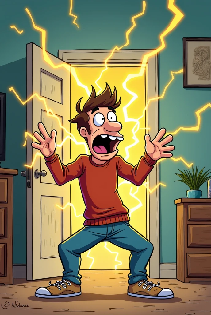 man getting funny shock