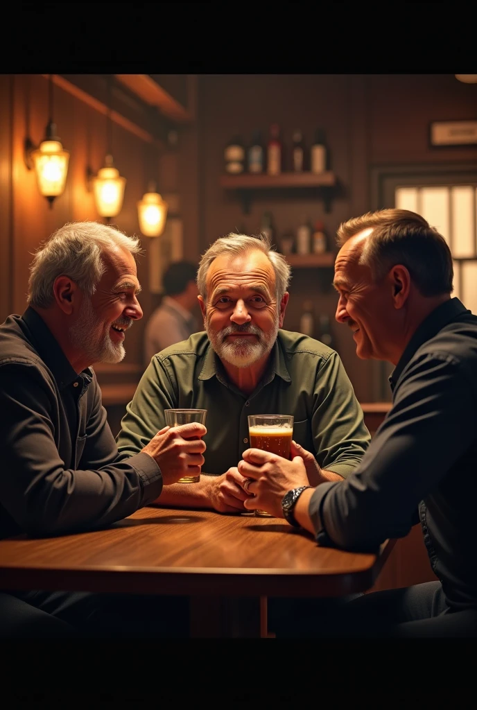 Three men are drinking alcohol.