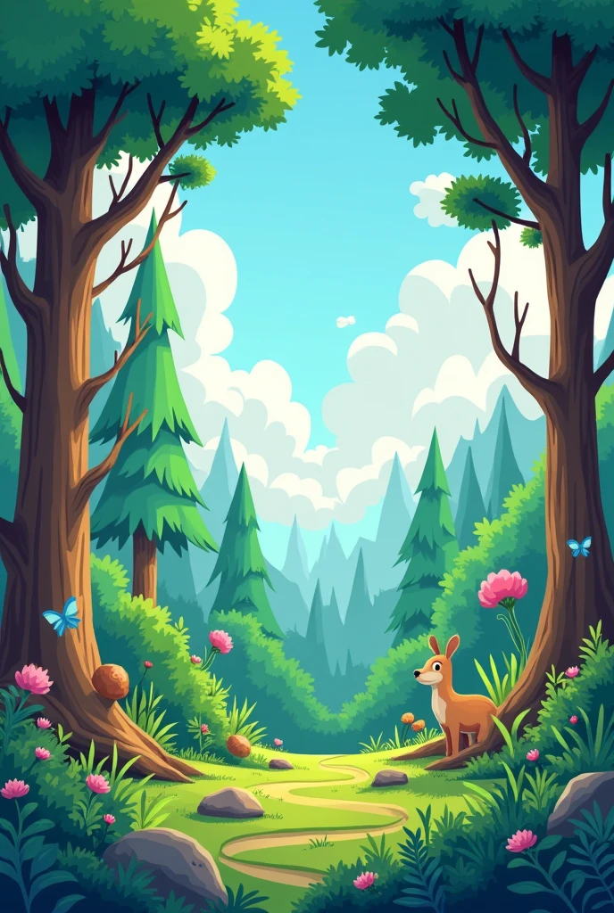 Background image of my youtube channel and the image looks like a cartoon and the image is forest and the image size is 1024×576 px




