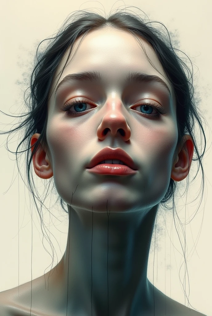 distortion Abstract art portrait easy to copy or draw for beginners 
