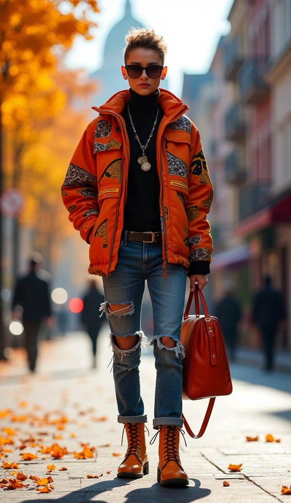 stylish outfit for autumn, Street style, bright colors