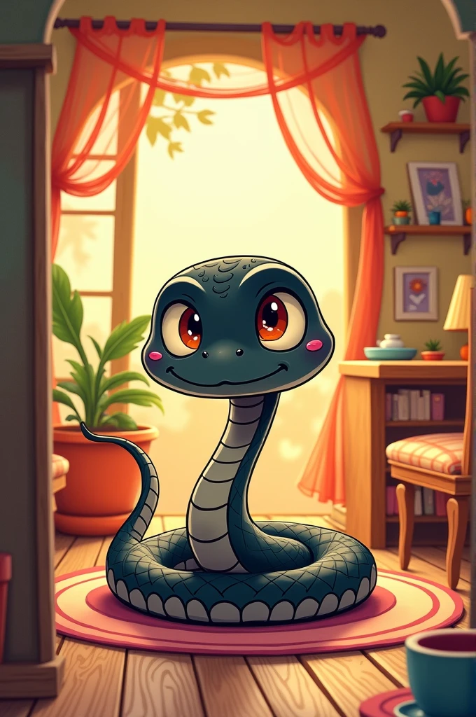 A Black Snake picture in cartoon house