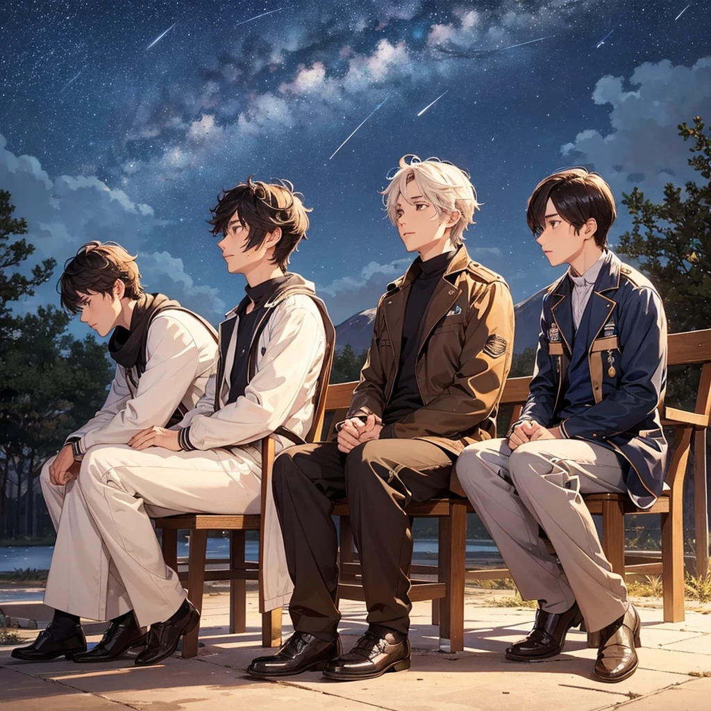 On a quiet night, three men sat looking at the stars in the sky.