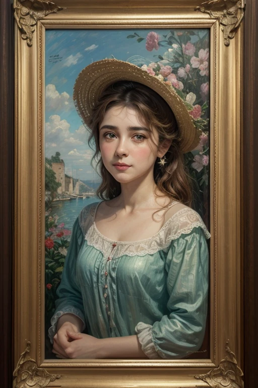 a painting in the impressionist style, ((hanging on a wall)), with the following phrase (("Ausência demais não gera saudade"))
