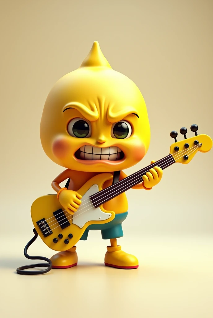 Emoji making similar face sucking lemon crooked mouth playing electric bass