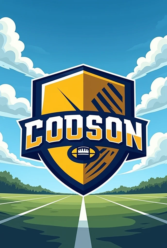 Shield for a school football team in yellow and blue colors