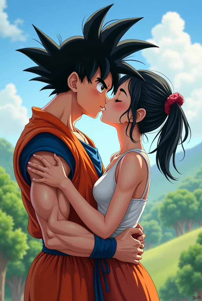 goku kissing fernanfloo the youtuber (realisitic)