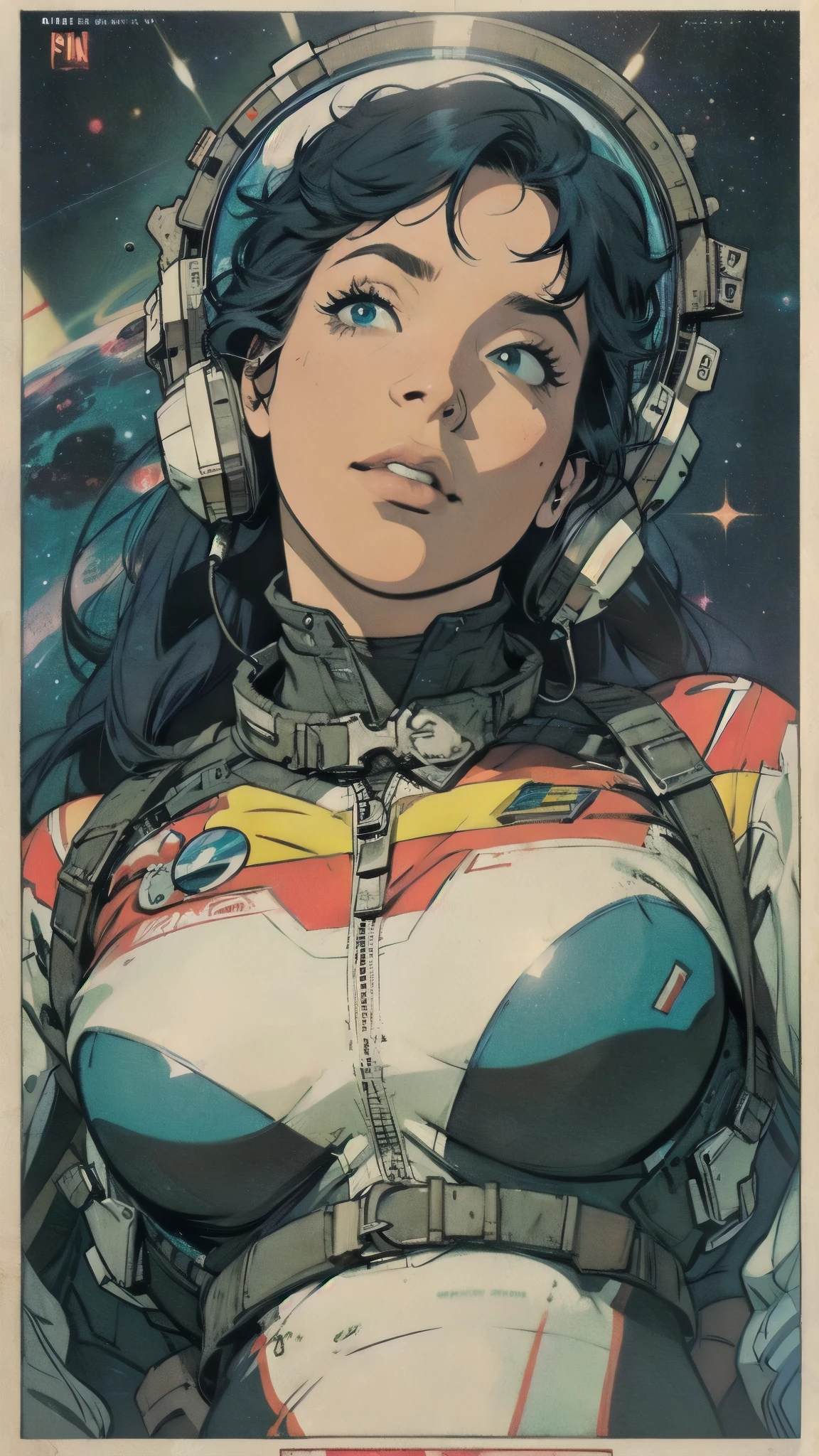 (((ultimate best quality))),((((solo:1.2)))),((((1girl:1.2)))),((((beautiful perfect woman)))),(((detailed perfect body, detailed perfect finger))),((((((ultimate spacethriller movie poster)))))),(((bust up, close up))),(((((American comics))))),(((extreme highlights))),cleavage, super beautiful lady,(((((looking up or looking down))))),(((((Absolutely no background))))),(((blackskin)))