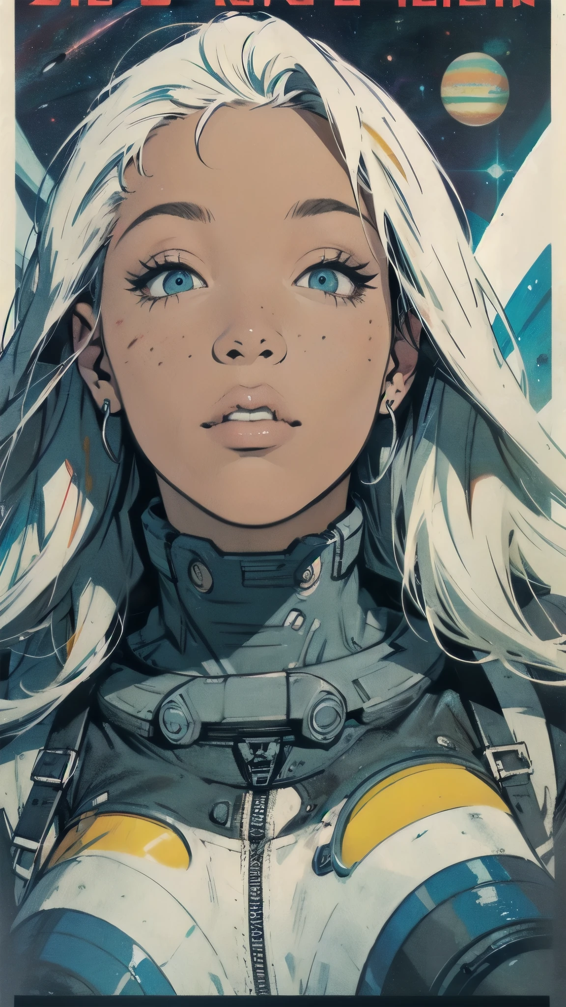 (((ultimate best quality))),((((solo:1.2)))),((((1girl:1.2)))),((((beautiful perfect woman)))),(((detailed perfect body, detailed perfect finger))),((((((ultimate spacethriller movie poster)))))),(((bust up, close up))),(((((American comics))))),(((extreme highlights))),cleavage, super beautiful lady,(((((looking up or looking down))))),(((((Absolutely no background))))),(((blackskin)))