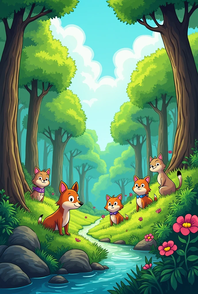 Image of size large than   1024×576px   which is a cartoon and the image is forest 




