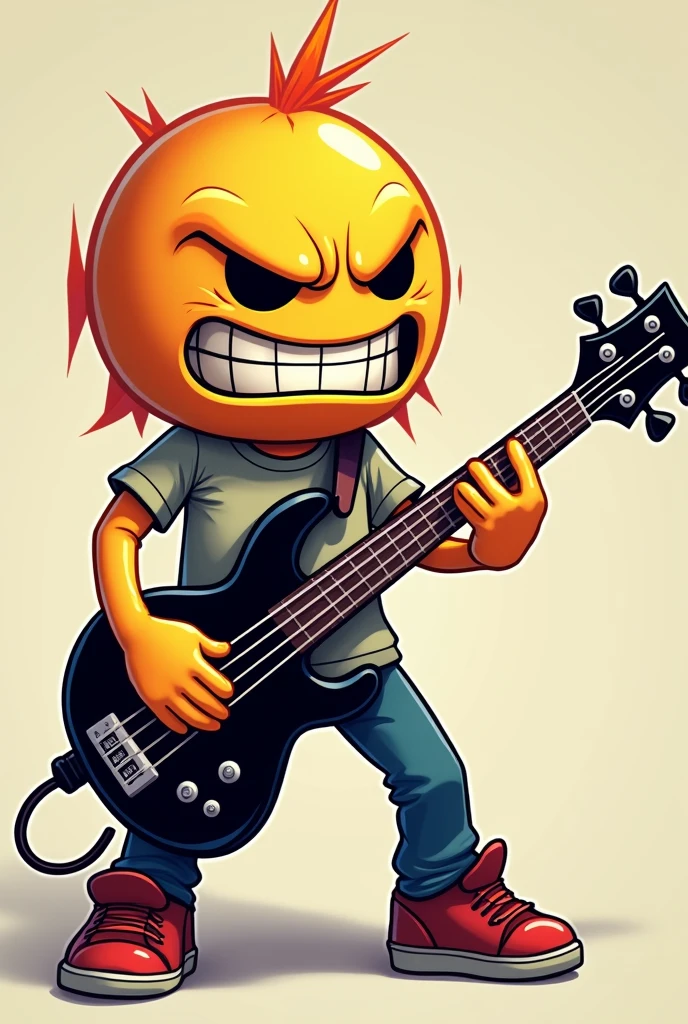 Emoji grimacing bassface playing electric bass
