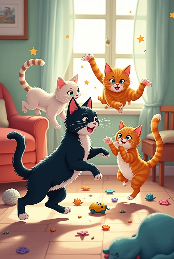 I want a coloring image of cats playing