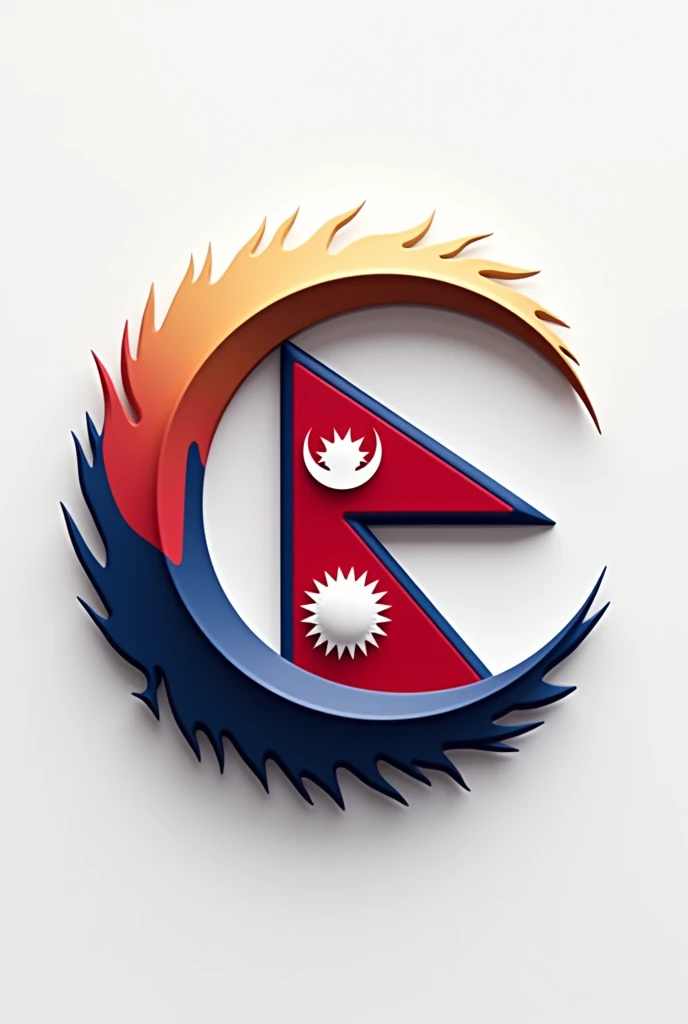 Logo of Nepal flag moon and sun wrapped in the text C