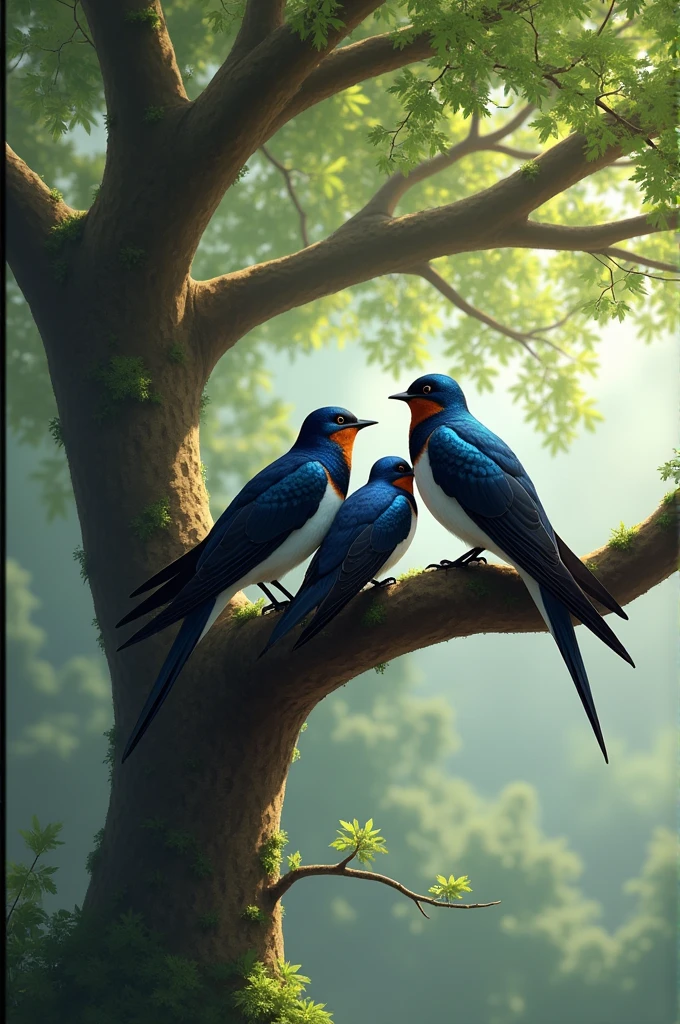Swallows in a tree