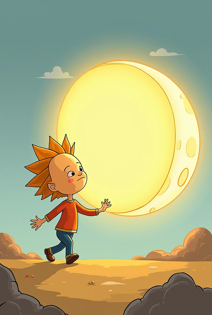 (a sun chasing the moon) (cartoon)(easy to draw)(sad)(easy to draw)(portrait)