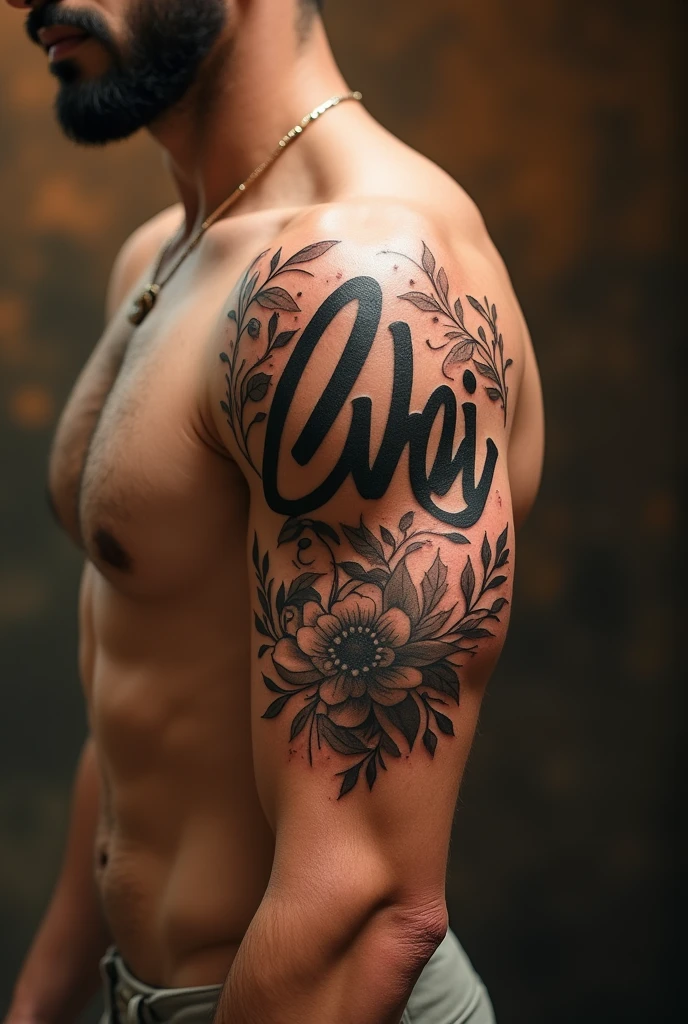 Tattoo for the arm with the word "Chai" For men