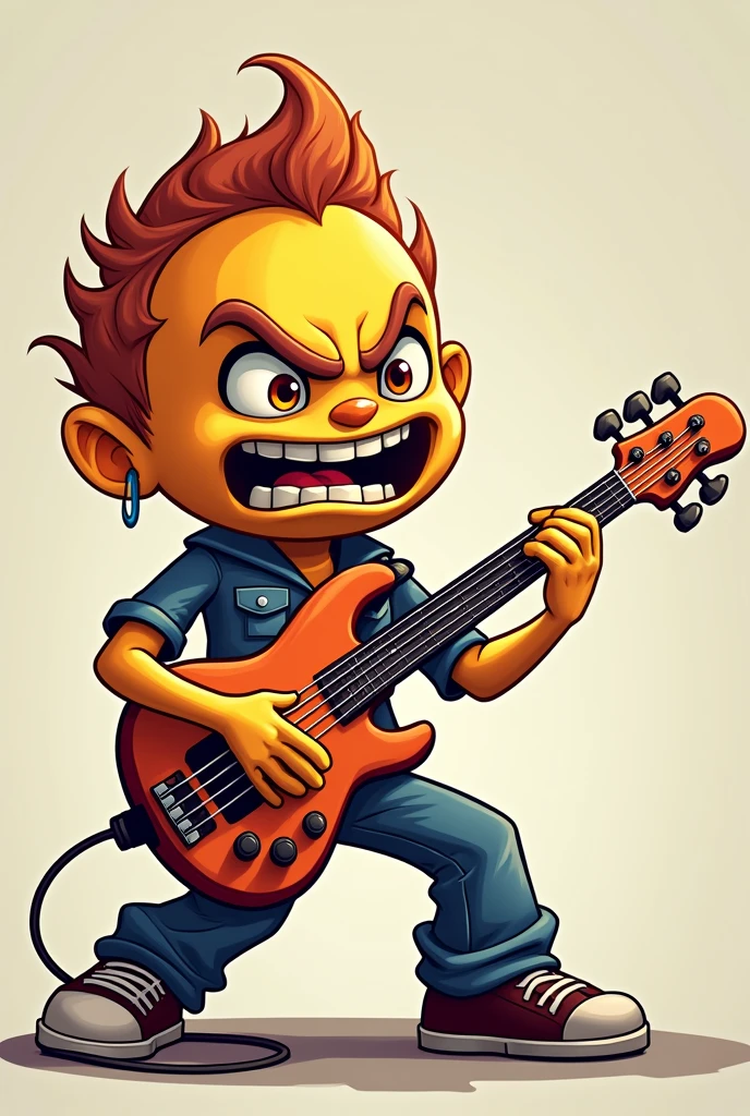 Emoji grimacing bassface playing electric bass 