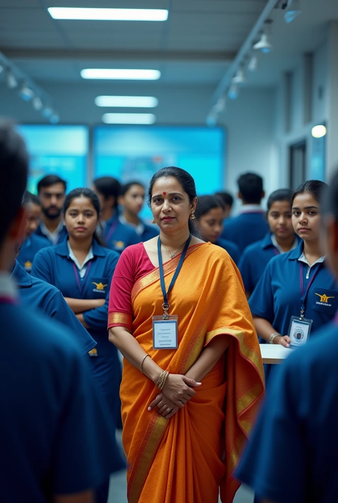 Can you create a 16:9 ratio poster for Teachers' Day with the theme of an ideal learning environment, incorporating a relevant quote
The teacher should be in saree with id blue id card and adult stidents should be in blue uniform in uniforms pocket there should be written Yenepoy , there should be digital classroom and the college name is Yenepoya University