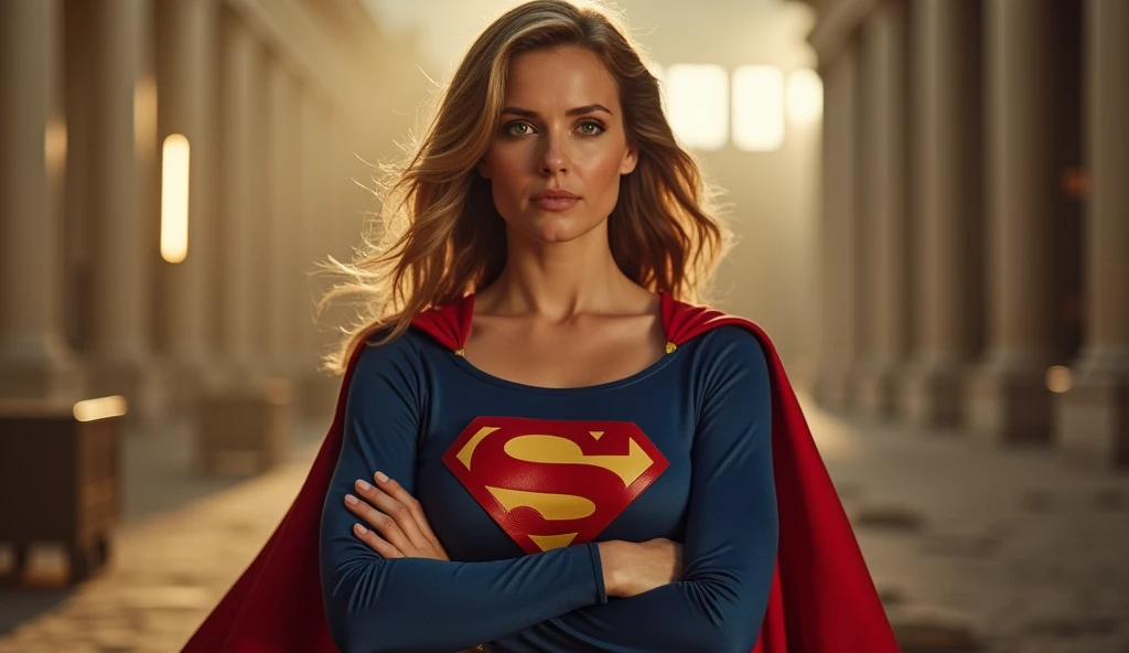 (((very beautiful old Supergirl (((1980s costume))) Julie Hagerty))) Super woman Julie Hagerty; confident, powerful, indestructible, attractive; big and firm chest; strong ; arms crossed, levanta facilmente um Sofa with people sitting de 300 toneladas sobre sua cabeça; arms of a strong woman. HD. Photograph, ((realism)), extremely high quality RAW photograph, ultra detailed photograph, sharp focus, high resolution, (detailed skin:1,3),high quality, film grain, Fujifilm XT3,Highly Detailed, movie, (Cinematic Photo:1.3) of (Realistic:1.3)