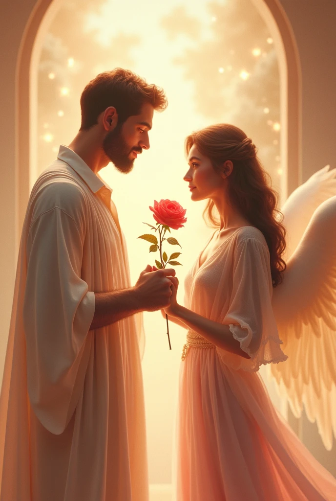 Hasan giving rose to Samia in heaven 