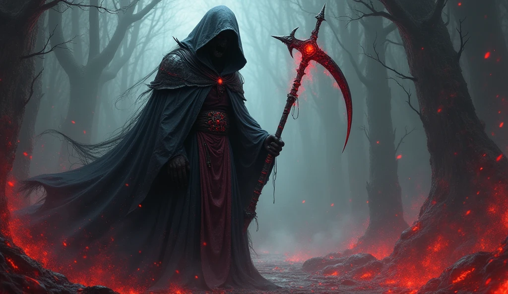 Reaper in,scyscraper,cross of dark lord, king of angmar, touch of death, Taoist robes,cultivating immortals,water ink,from the abys,self-assured,Fairy wind road bone,Blood flows in the background