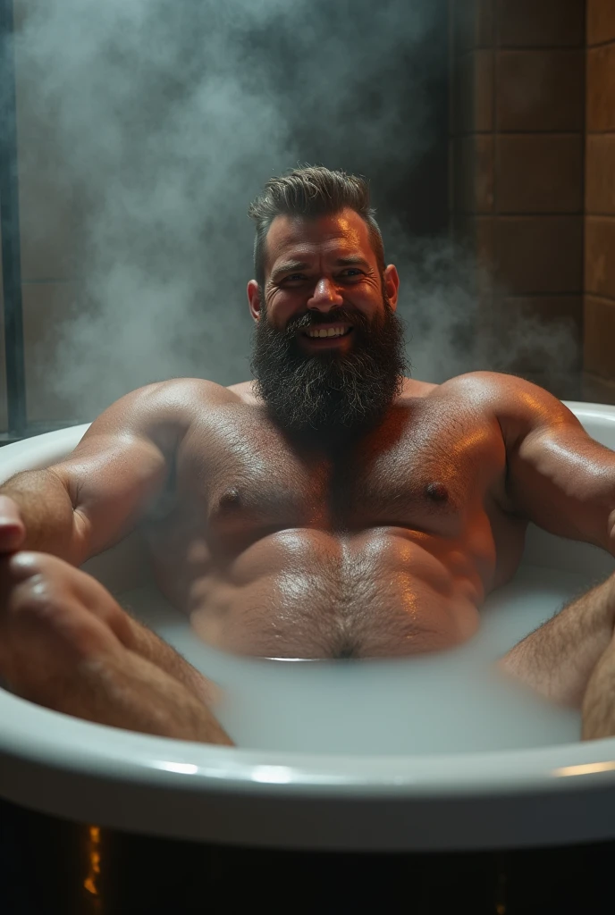 The hot, handsome redneck uncle teacher is soaking in a big bathtub, his legs spread open, his arms resting on the sides. He looks relaxed and at ease, with a cocky, confident grin on his face. The heat of the water is making him flushed, and he's sweating a little, his body glistening with moisture. He looks damn sexy and comfortable, like he's enjoying himself immensely, his muscular body on full display.that's both seductive and a little bit wild. He's got a fierce, concentrated look on his face, like he's really enjoying himself, and his expression. Gay porn masturbating. Long 40 cm penis. Hairy pupic hair. Horny. Need to cum. 