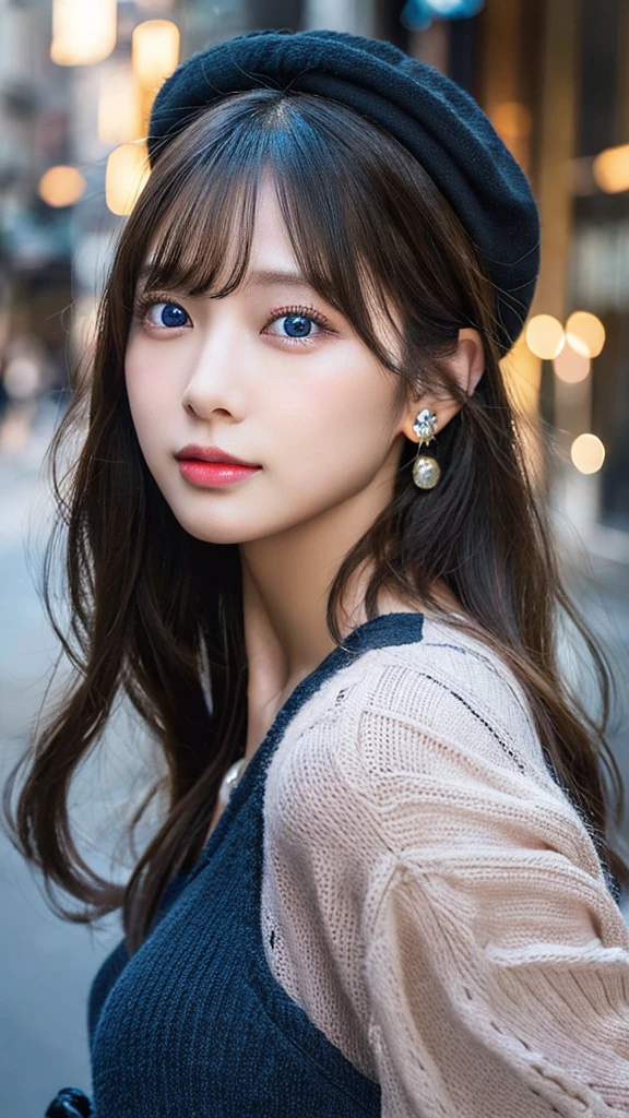 (32hair,High resolution,Attention to detail,High resolution,high density,alone,In addition:1.3),(A realistic person々,Live Action,fine grain,High resolutionの目,Beautiful Eyes,Eyes that look alive,Beautiful dark blue eyes,Fishing eyes,Detailed lips,Translucent white skin,Realistic face in every detail:1.3),(Japanese Ido,hairorean Idols,Japanese Model,hairorean models,hairorean hair-Pop Female Idols:1.2),(blush,Natural Makeup,necklace,Earrings,へそEarrings:1.4)(Shorts、Oversized mesh cardigan、Leather boots,hairnitted hats,Mode Style, Beautiful casual look:1.6),(Shapely breasts:1.5),(Young but very beautiful hairorean1 ,Laugh a little,turn around,looked back,Looking into the camera,Fashion Leader,Fashion Model,Soft Skin,Unforgettable Eyes,Her eyes are so beautiful,I want to go to the Paris Collection.........,Cutting-edge fashion:1.6、Left eye is red、Right eye blue、Face close-up