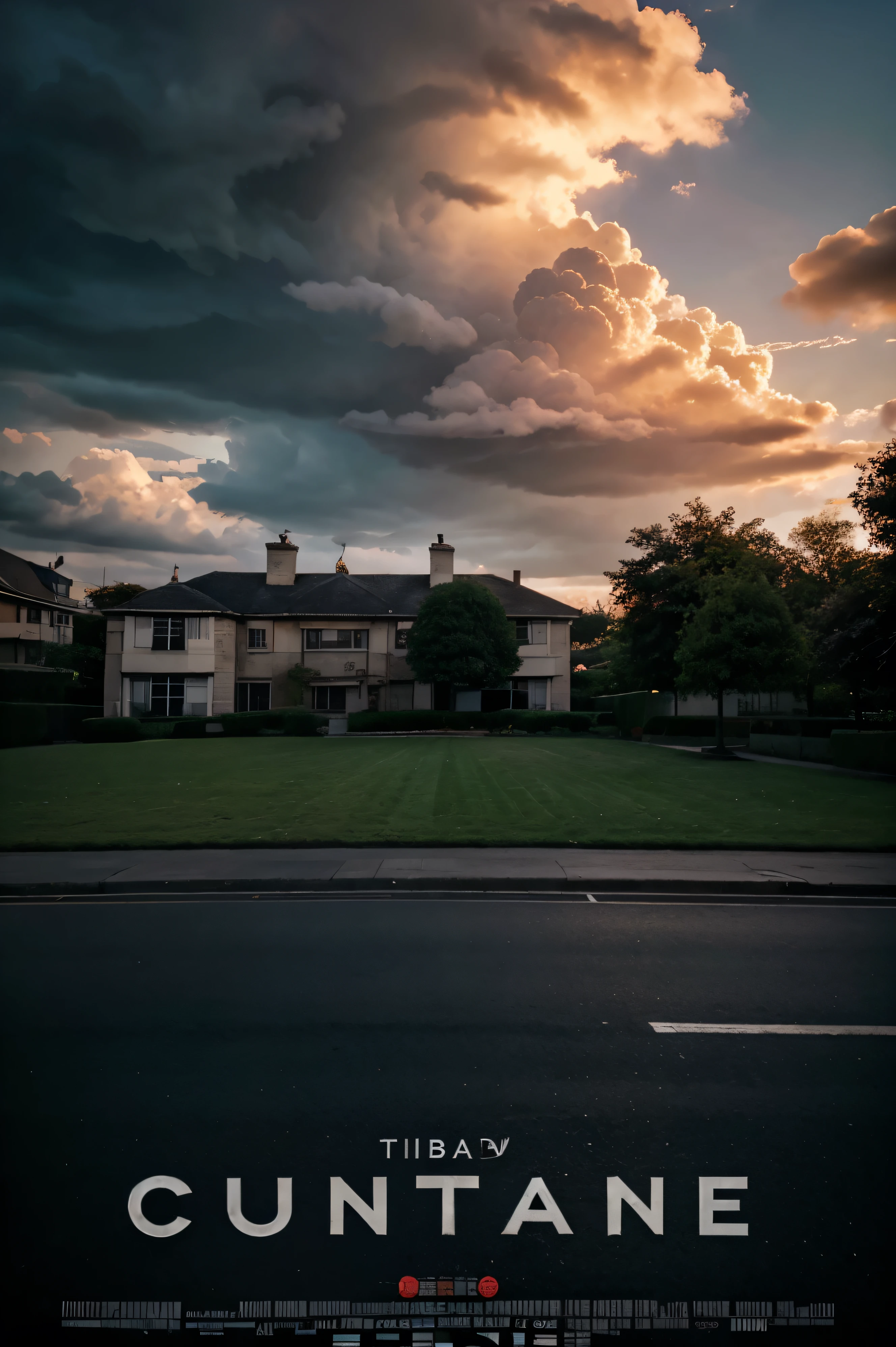 Cinematic Poster Background, drama series, dramatic sky, estate background, urban