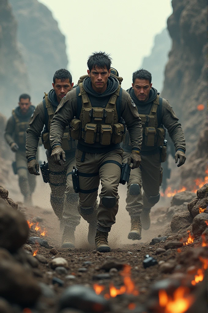 The overall mood is intense but also inspiring, highlighting teamwork and friendship.