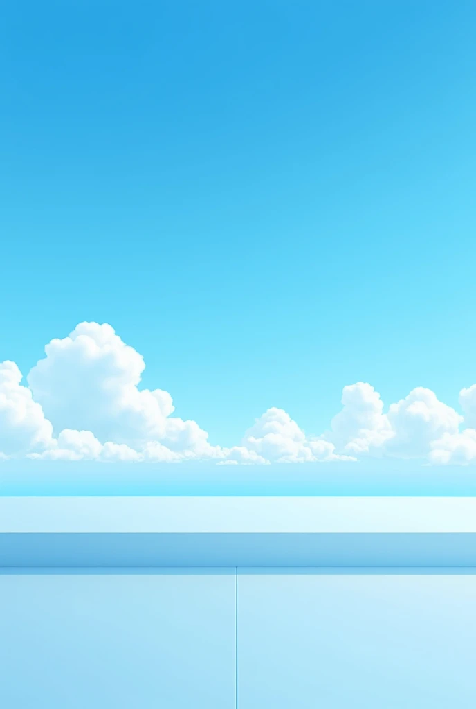 A blue sky, 2d, with white clouds, horizontal platform