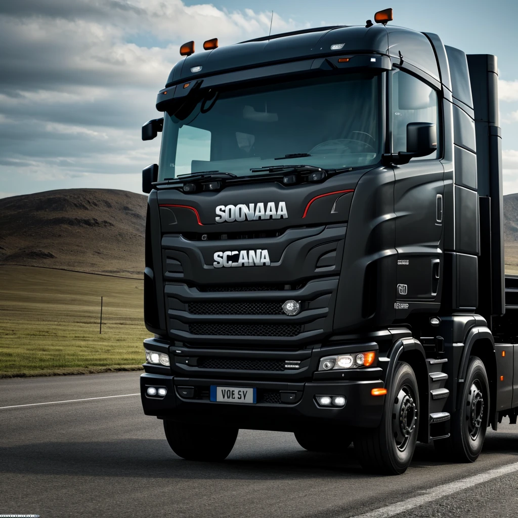 4K HD WALLPAPER BLACK MODERN SCANIA TRUCK