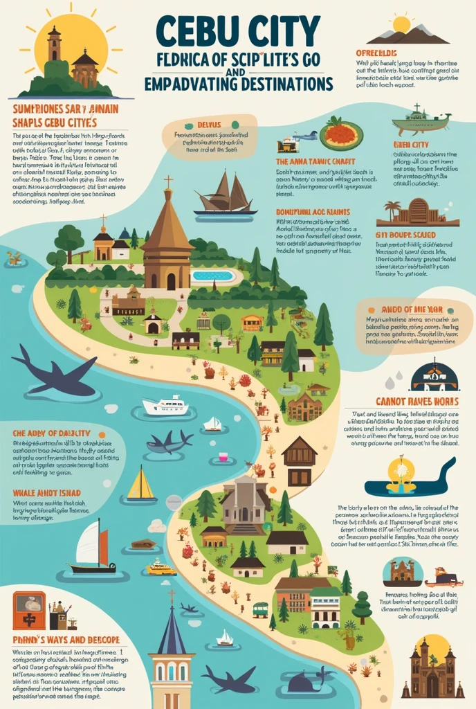 Directions: Create an infographic showcasing your hometown. An infographic is a collection of imagery, charts, and minimal text that gives an easy-to-understand overview of a topic. Follow the format and check the sample infographics below. Be guided by the rubric for scoring (30 points).
WHAT TO INCLUDE IN YOUR INFOGRAPHIC
Name of Hometown:Cebu city
Reasons for Being the Best Hometown
Characteristics of the People
Foods to Try
Places to Visit
Travel Tips
Use English and make it simple