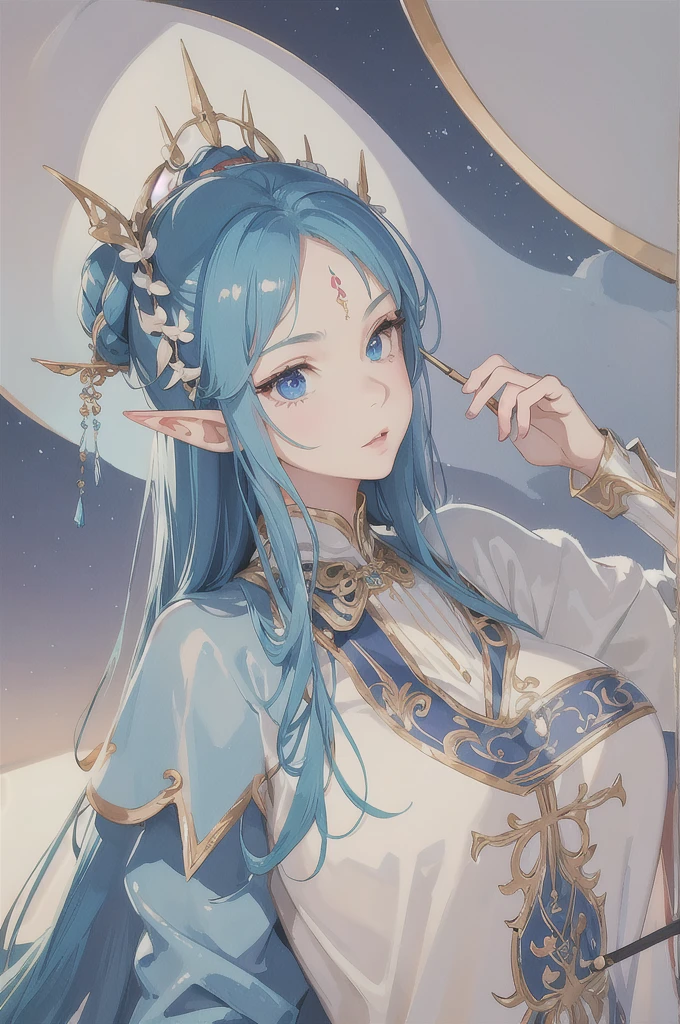 masterpiece, best quality, 1girl, ultra detailed, highres, cute girl, detailed, long pointy ears, elf, nice face
