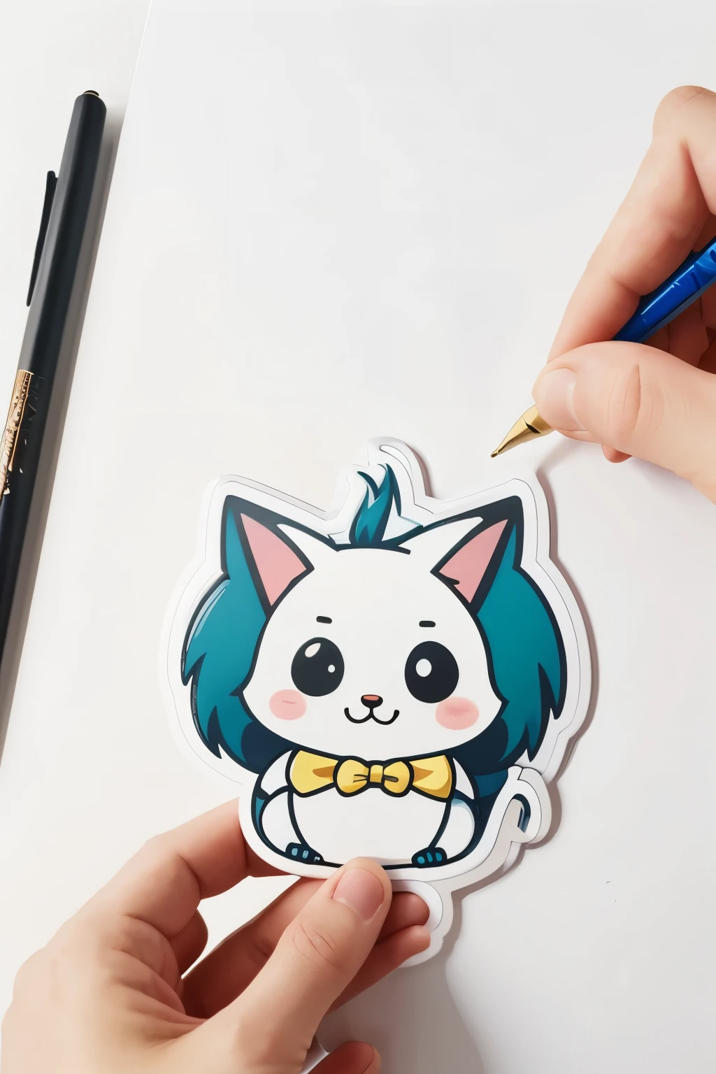 create a cute animal sticker in anime style