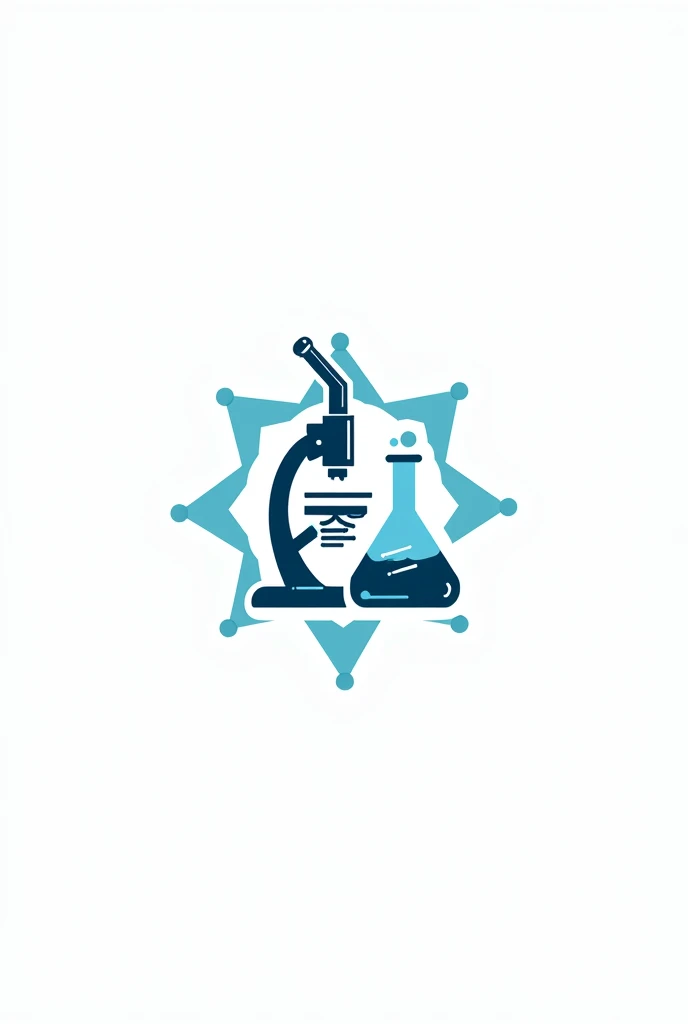 I want you to create a bioanalysis logo with a white background and an optical microscope, DNA chain, Erlenmeyer flask and the name Santa Bárbara Clinical Laboratory written in very beautiful letters, making it innovative, eye-catching and creative.
