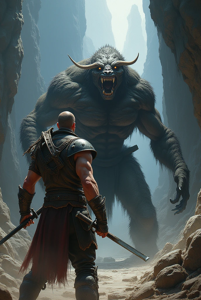 A man fight with a monster and the man win