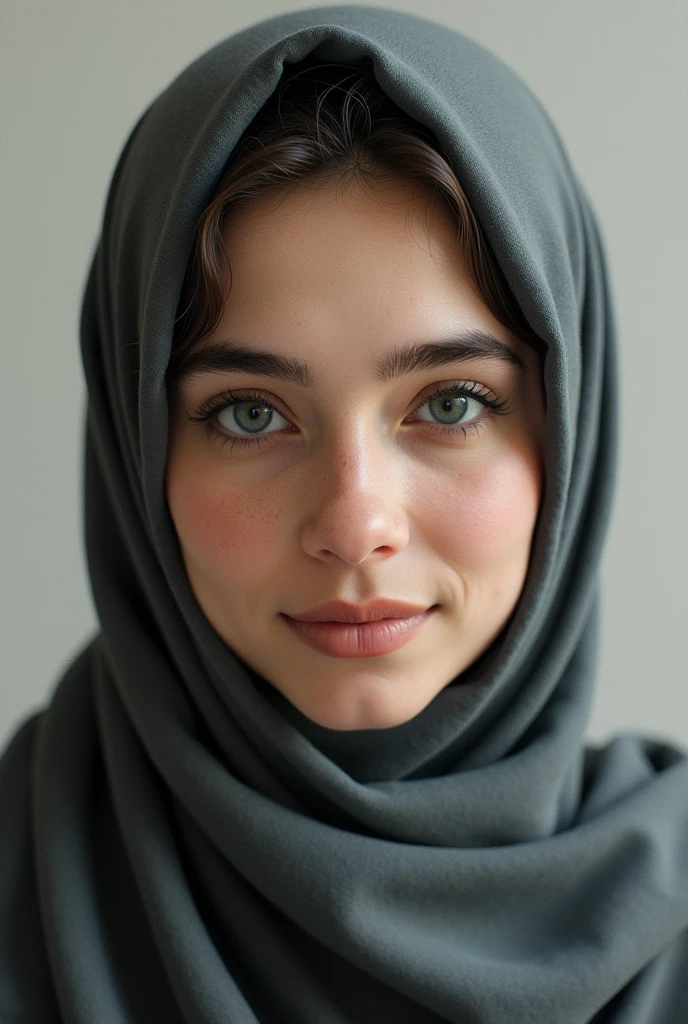 A hijab woman has text name " Rodah " that the text looks realistic