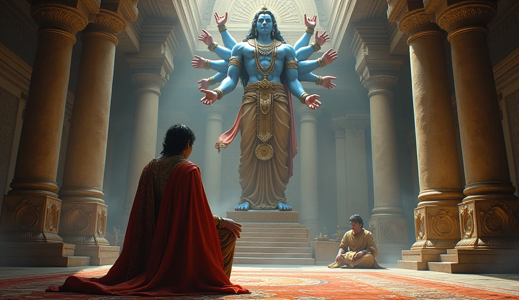 When the king could no longer bear the suffering, he prayed to Vishnu for a way out.