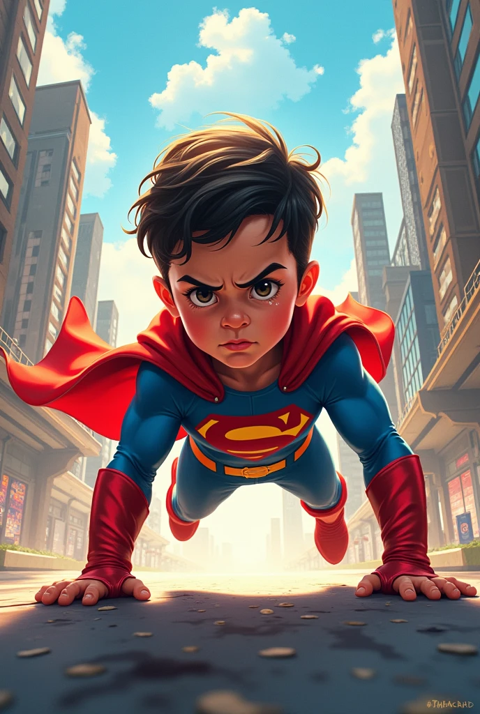 Superkid doing push-ups