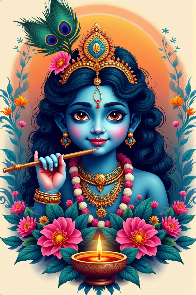 Create a logo Syama™ Denim with Janmashtami shree krishna look.